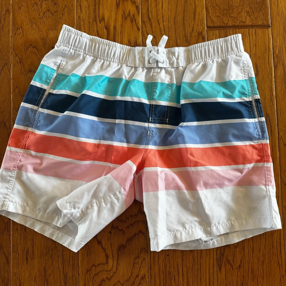 Rugged Butts Swim Trunks Shorts Men’s Large White Colorblock Striped Family